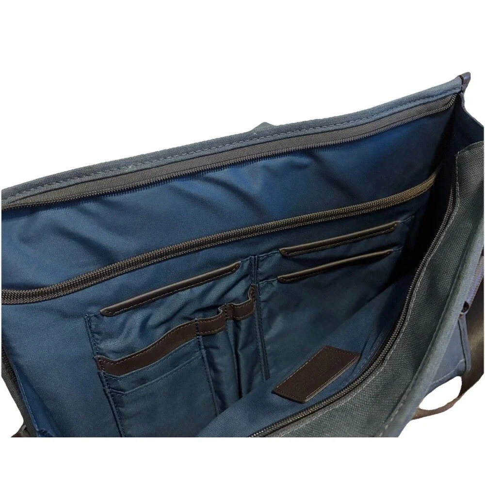 TUMI Alpha 3 Slim Deluxe Portfolio - Gray/ Blue Accents Embroidered* Doctor Bag